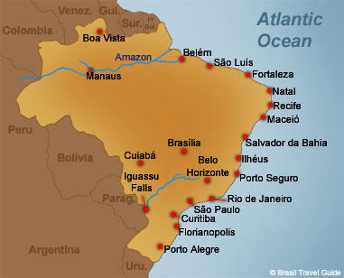 Map of Brazil: main cities
